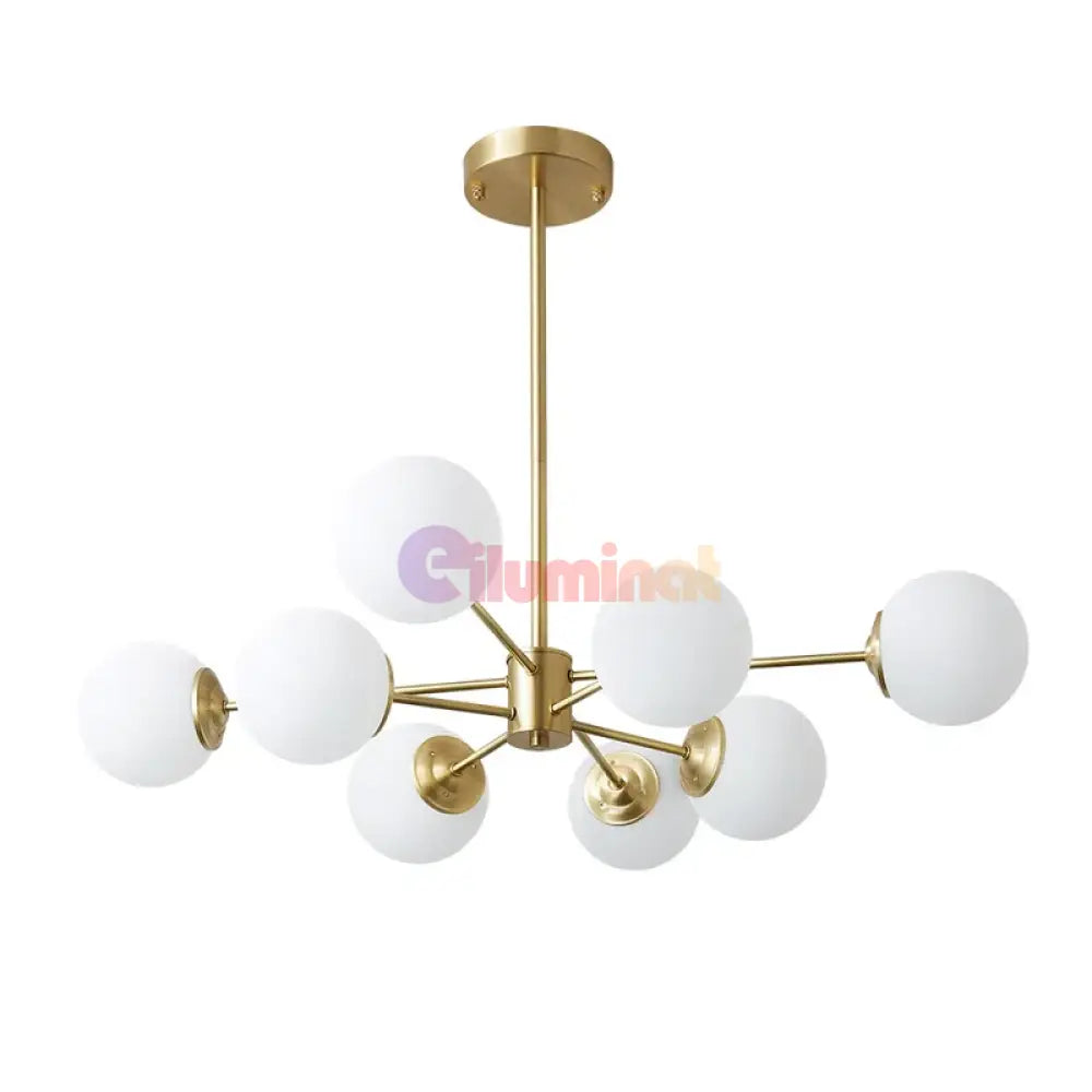 Lustra Abajur Mat Gold 8Xe27 Dx103-4 + 4 Gd Chandeliers
