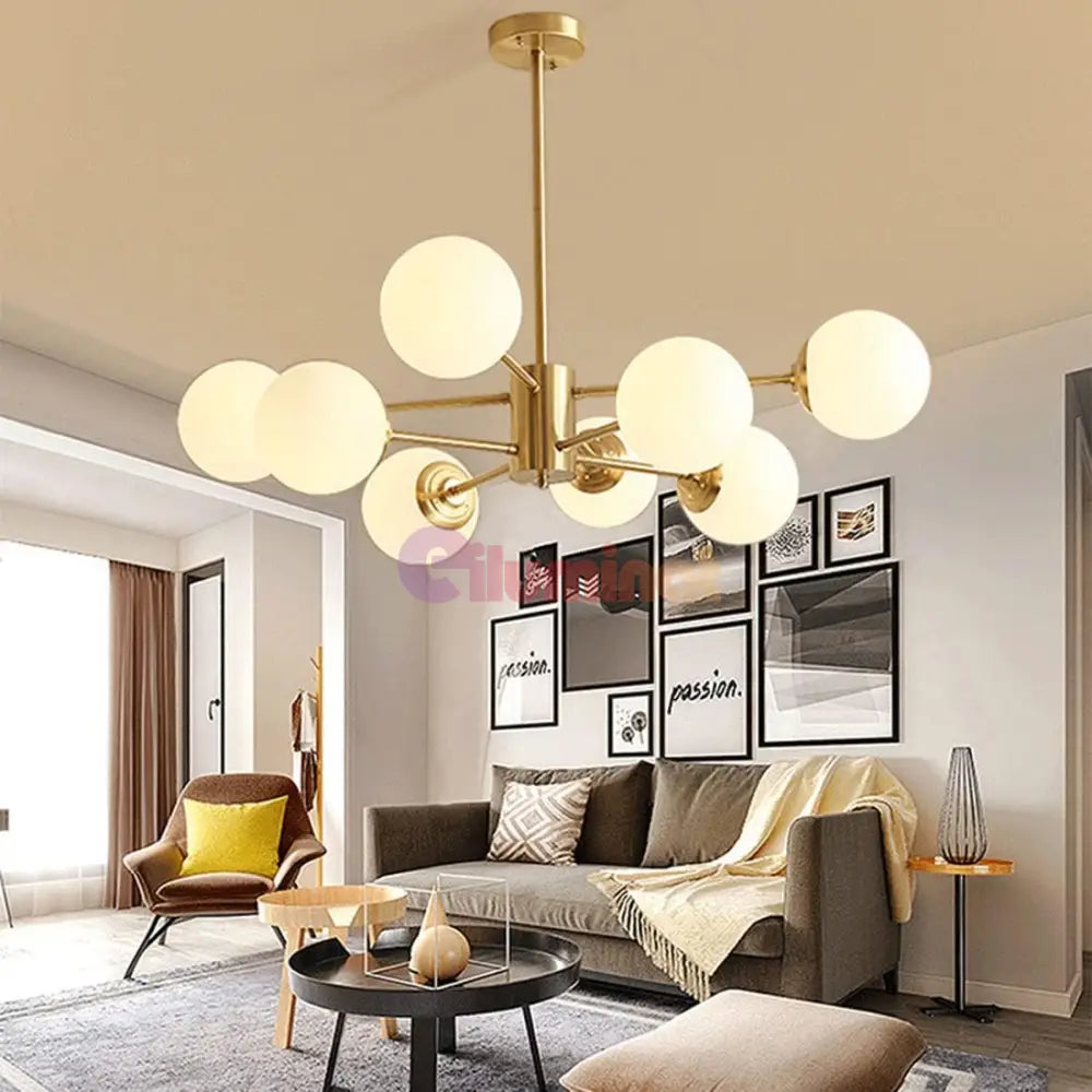 Lustra Abajur Mat Gold 8Xe27 Dx103-4 + 4 Gd Chandeliers