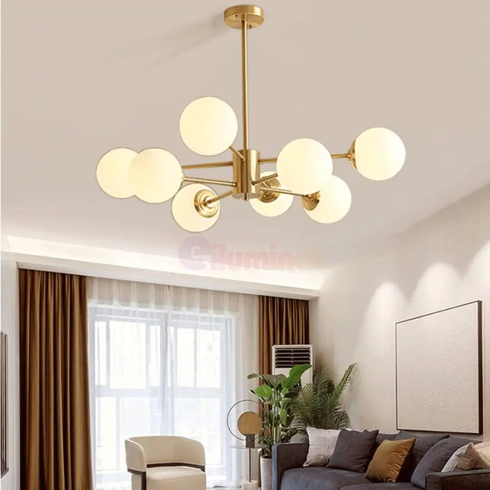 Lustra Abajur Mat Gold 8Xe27 Dx103-4 + 4 Gd Chandeliers