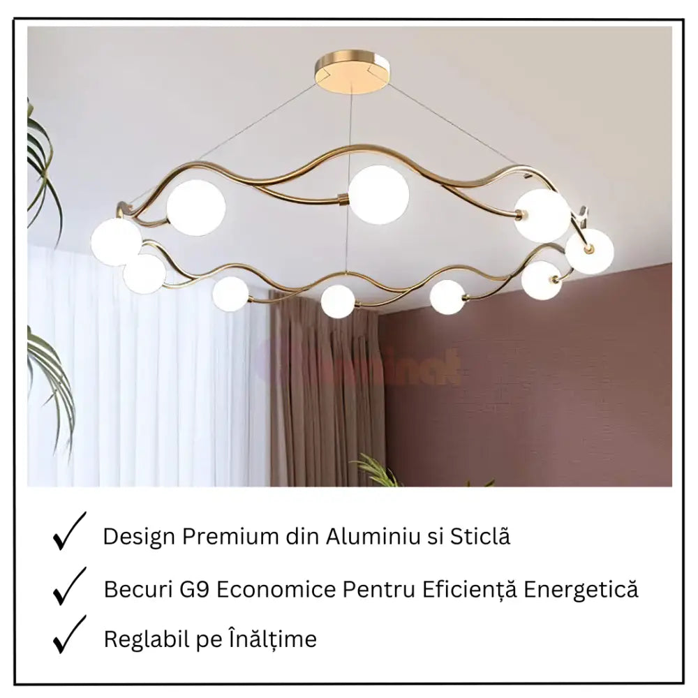 Lustra Abajur MAT GOLD Elven Ring 10xG9 80cm AURIE / ABAJUR Chandeliers