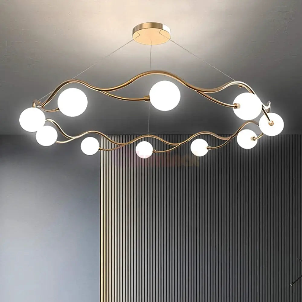 Lustra Abajur MAT GOLD Elven Ring 10xG9 80cm AURIE / ABAJUR Chandeliers