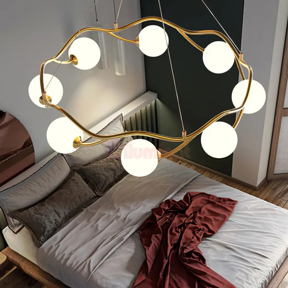 Lustra Abajur MAT GOLD Rotunda 8xG9 60cm AURIE / ABAJUR Chandeliers