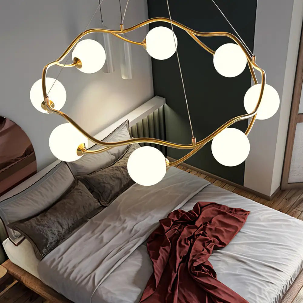 Lustra Abajur MAT GOLD Rotunda 8xG9 60cm AURIE / ABAJUR Chandeliers