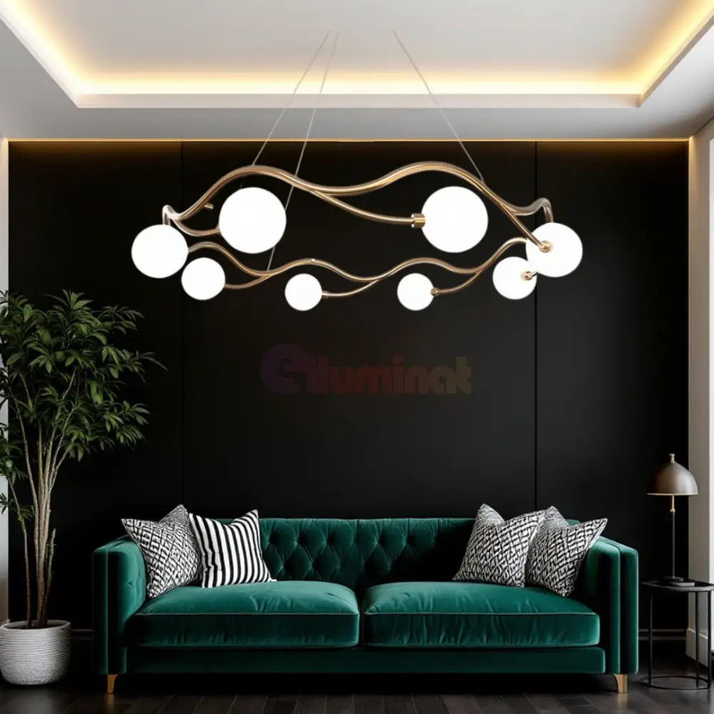 Lustra Abajur MAT GOLD Rotunda 8xG9 60cm AURIE / ABAJUR Chandeliers