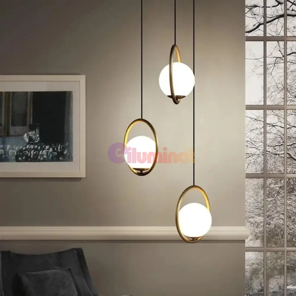 Lustra Abajur Mat Gold Full Moon 3xE27 AURIE / ABAJUR Chandeliers