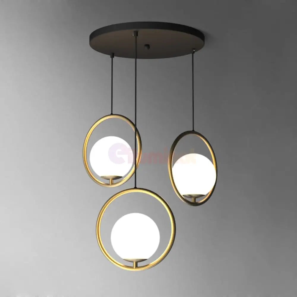 Lustra Abajur Mat Gold Full Moon 3xE27 AURIE / ABAJUR Chandeliers