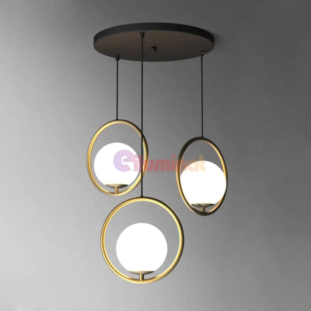 Lustra Abajur Mat Gold Full Moon 3xE27 AURIE / ABAJUR Chandeliers