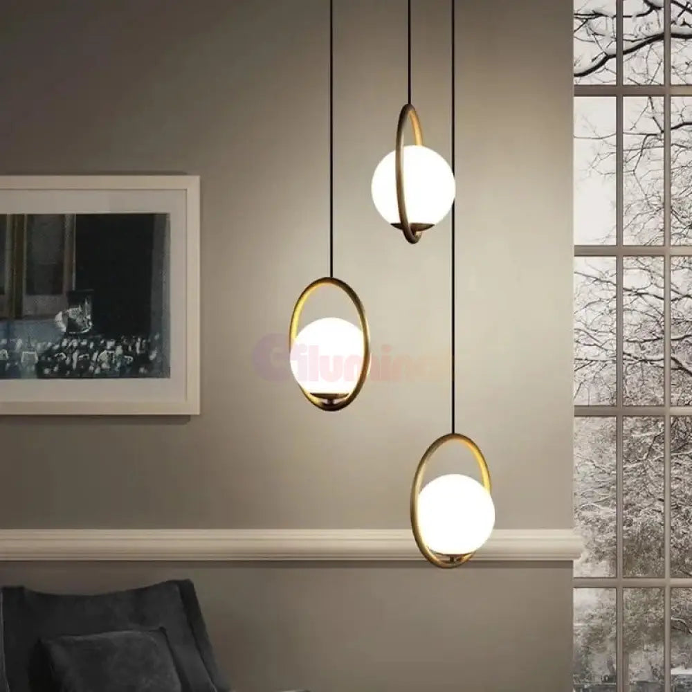Lustra Abajur Mat Gold Full Moon 3xE27 AURIE / ABAJUR Chandeliers