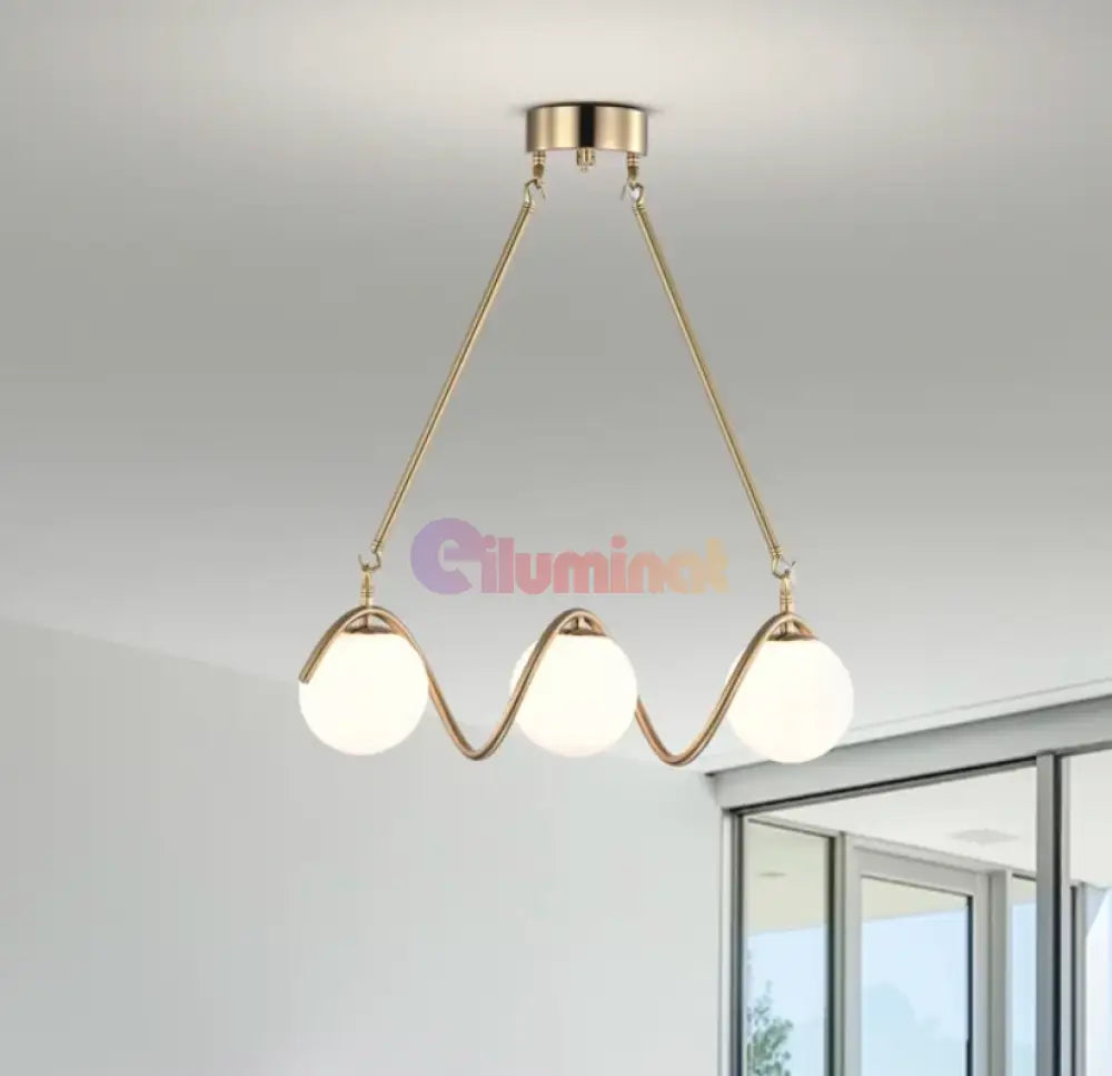 Lustra Abajur Mat Gold Liniara 3Xe27 Spiral Mx165-3 Chandeliers