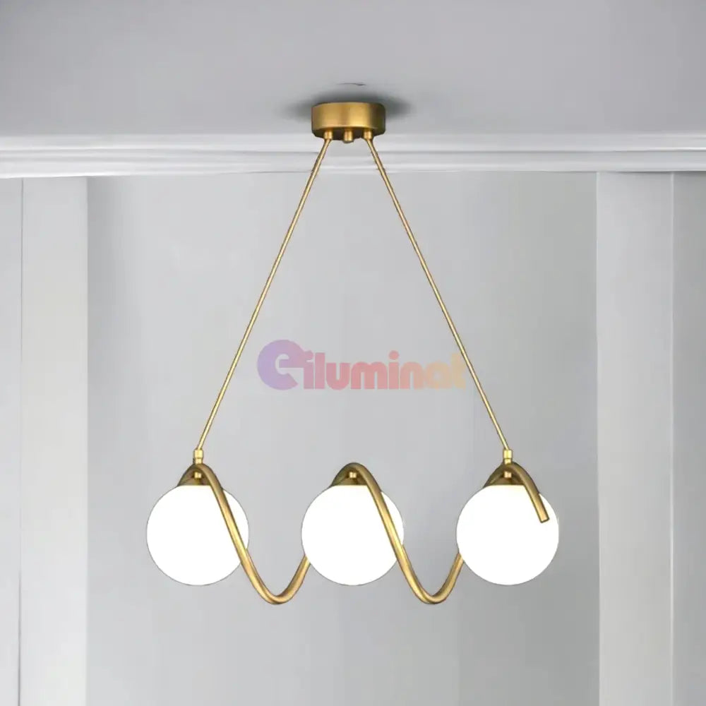 Lustra Abajur Mat Gold Liniara 3Xe27 Spiral Mx165-3 Chandeliers