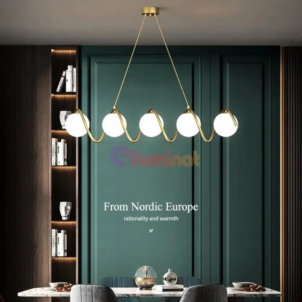 Lustra Abajur Mat Gold Liniara 5Xe27 Spiral Mx165-5 Chandeliers