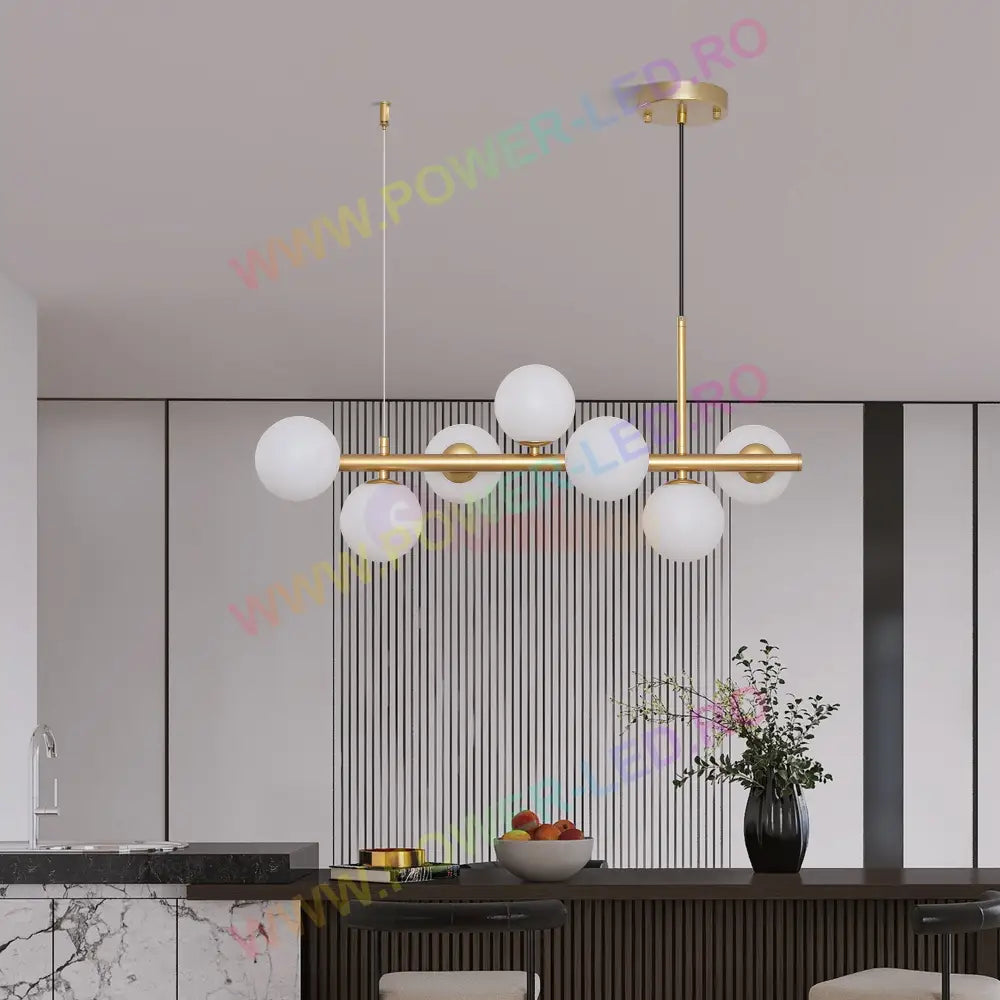 Lustra Abajur Mat Gold Liniara 7Xg9 Chandeliers