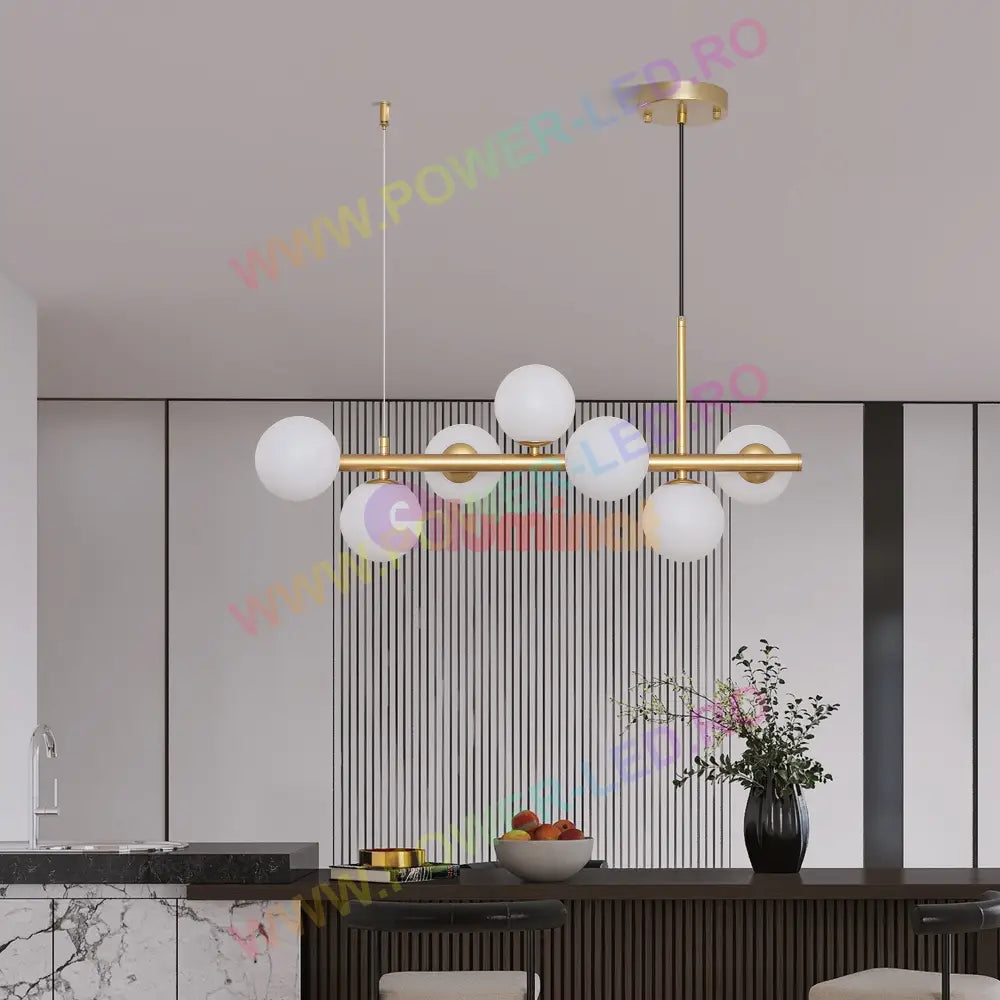 Lustra Abajur Mat Gold Liniara 7Xg9 Chandeliers