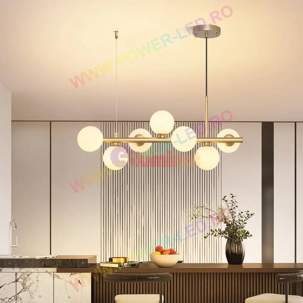 Lustra Abajur Mat Gold Liniara 7Xg9 Chandeliers