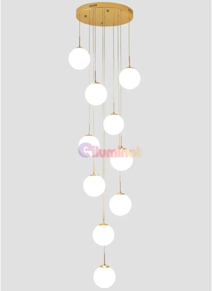 Lustra Abajur Mat Gold Luxury Staircase Gigant Chandeliers
