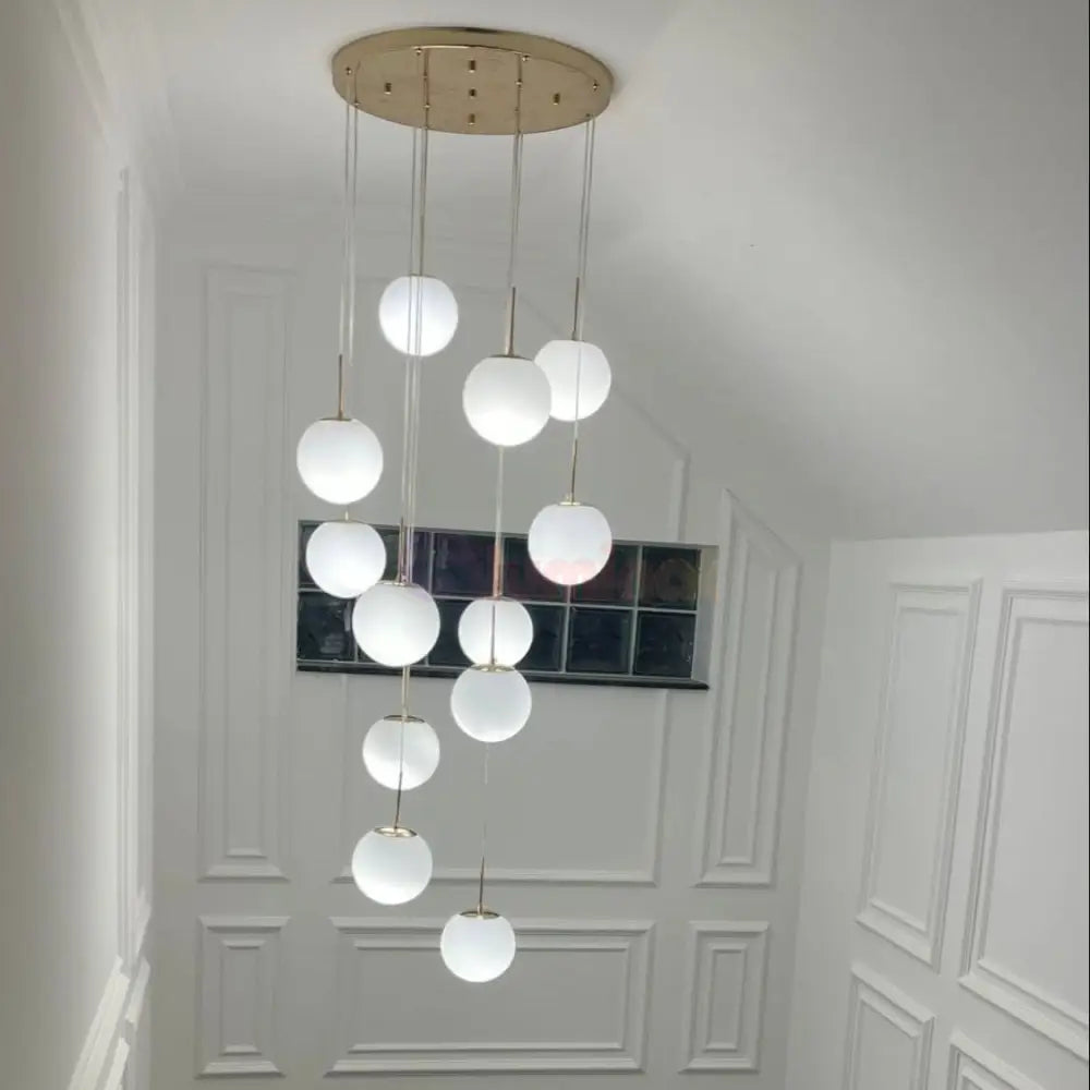 Lustra Abajur Mat Gold Luxury Staircase Gigant Chandeliers