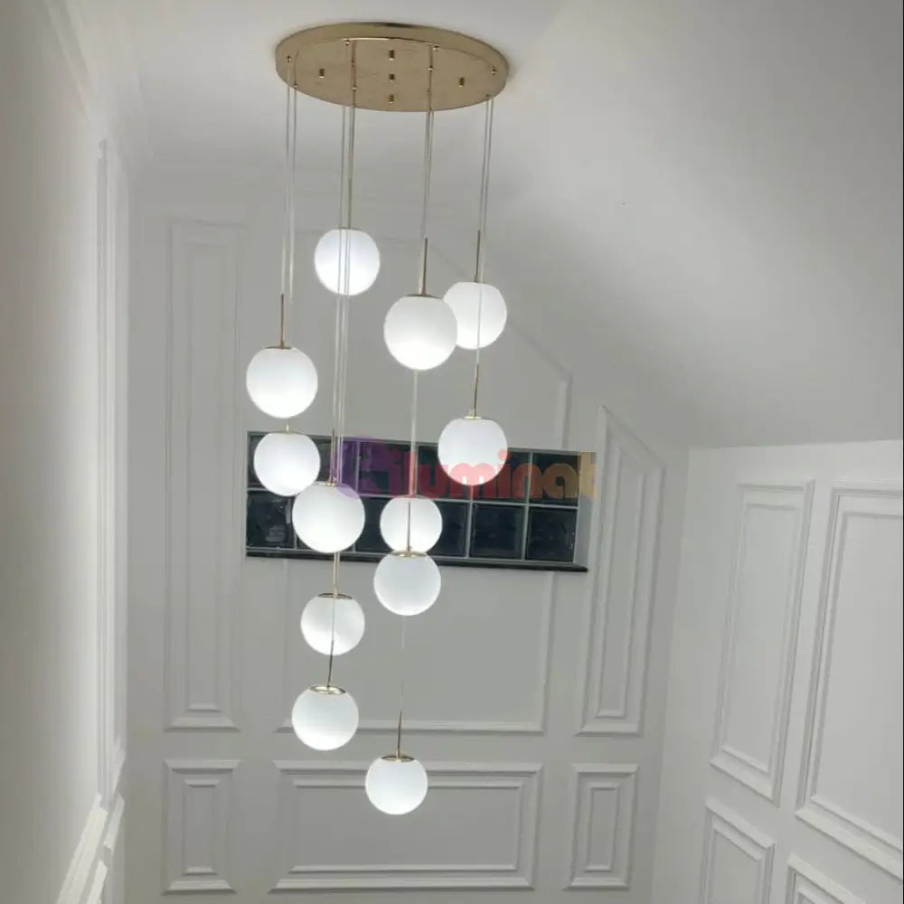 Lustra Abajur Mat Gold Luxury Staircase Gigant Chandeliers