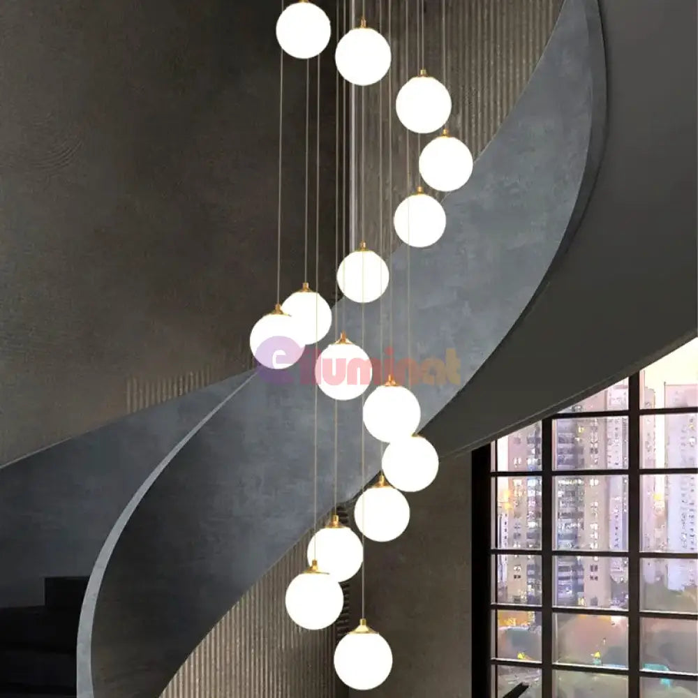 Lustra Abajur Mat Gold Luxury Staircase Gigant Chandeliers
