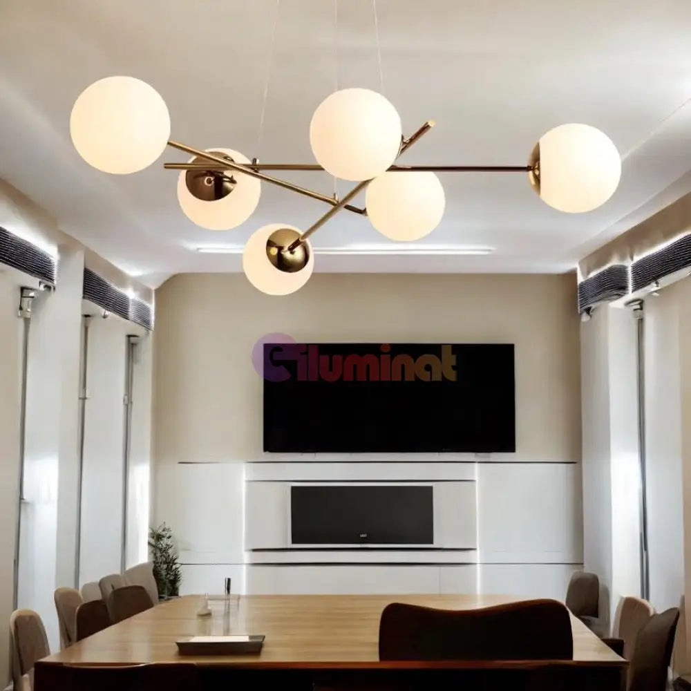 Lustra Abajur MAT Gold Suspendata 6xE27 AURIE / ABAJUR Chandeliers