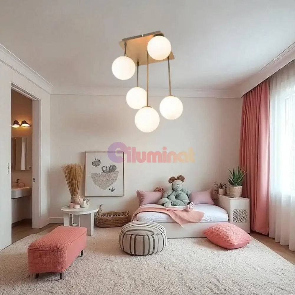Lustra Abajur Mat Mini Serelys GOLD 5XG9 AURIE / ABAJUR Chandeliers