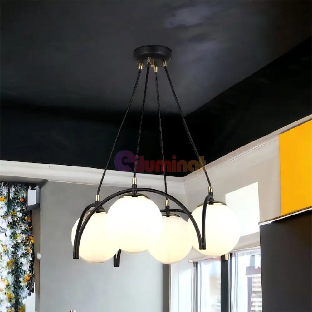 Lustra Abajur Mat Neagra 4Xe27 Mx420-4 Chandeliers