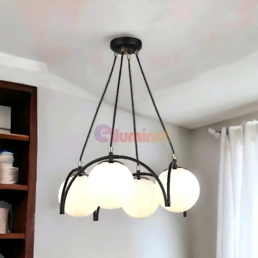 Lustra Abajur Mat Neagra 4Xe27 Mx420-4 Chandeliers