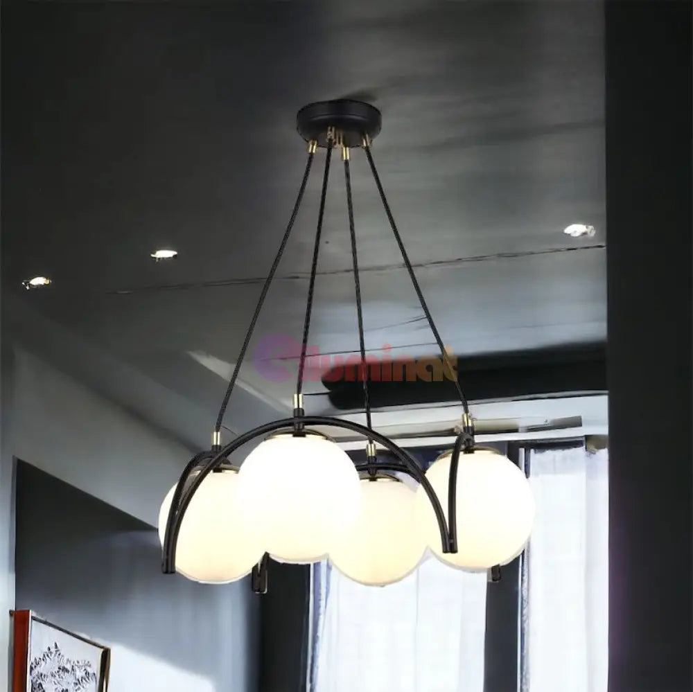 Lustra Abajur Mat Neagra 4Xe27 Mx420-4 Chandeliers