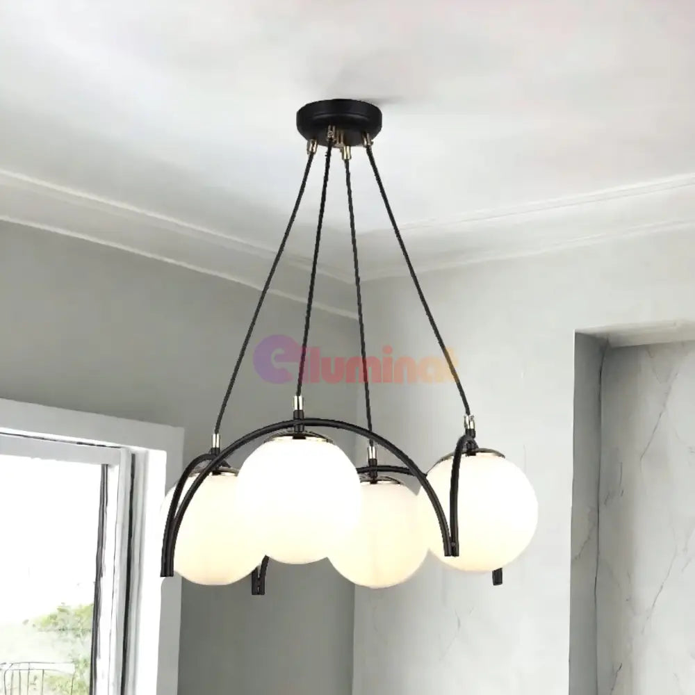 Lustra Abajur Mat Neagra 4Xe27 Mx420-4 Chandeliers