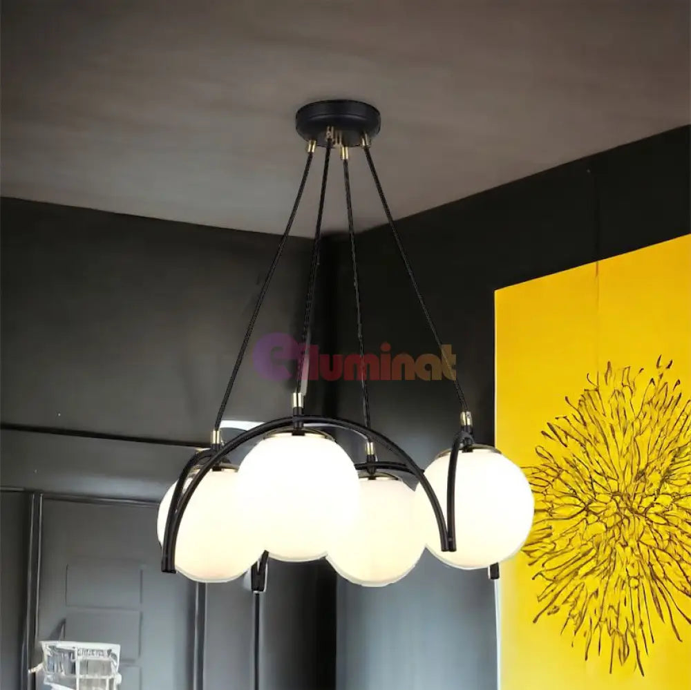 Lustra Abajur Mat Neagra 4Xe27 Mx420-4 Chandeliers