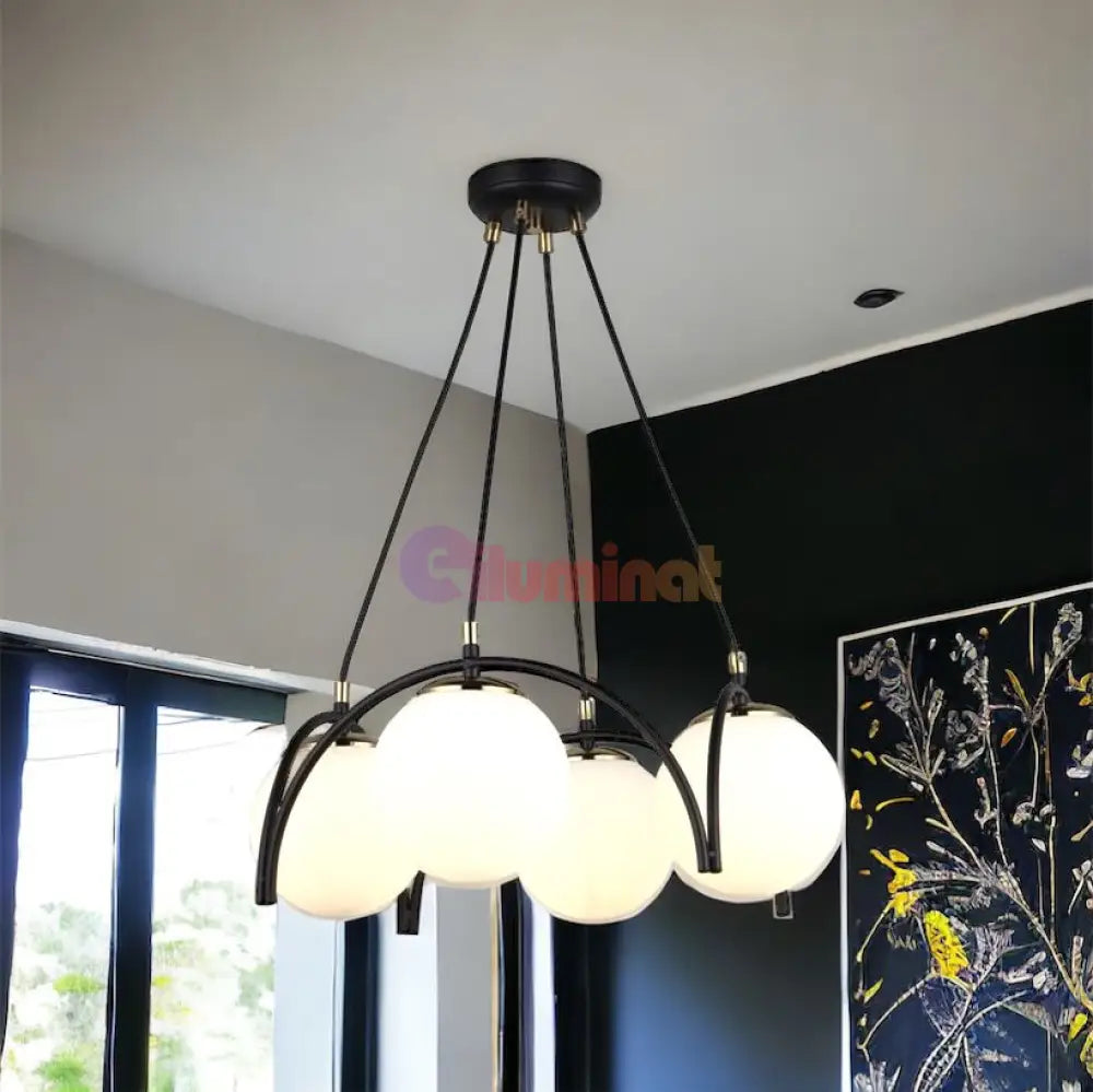 Lustra Abajur Mat Neagra 4Xe27 Mx420-4 Chandeliers