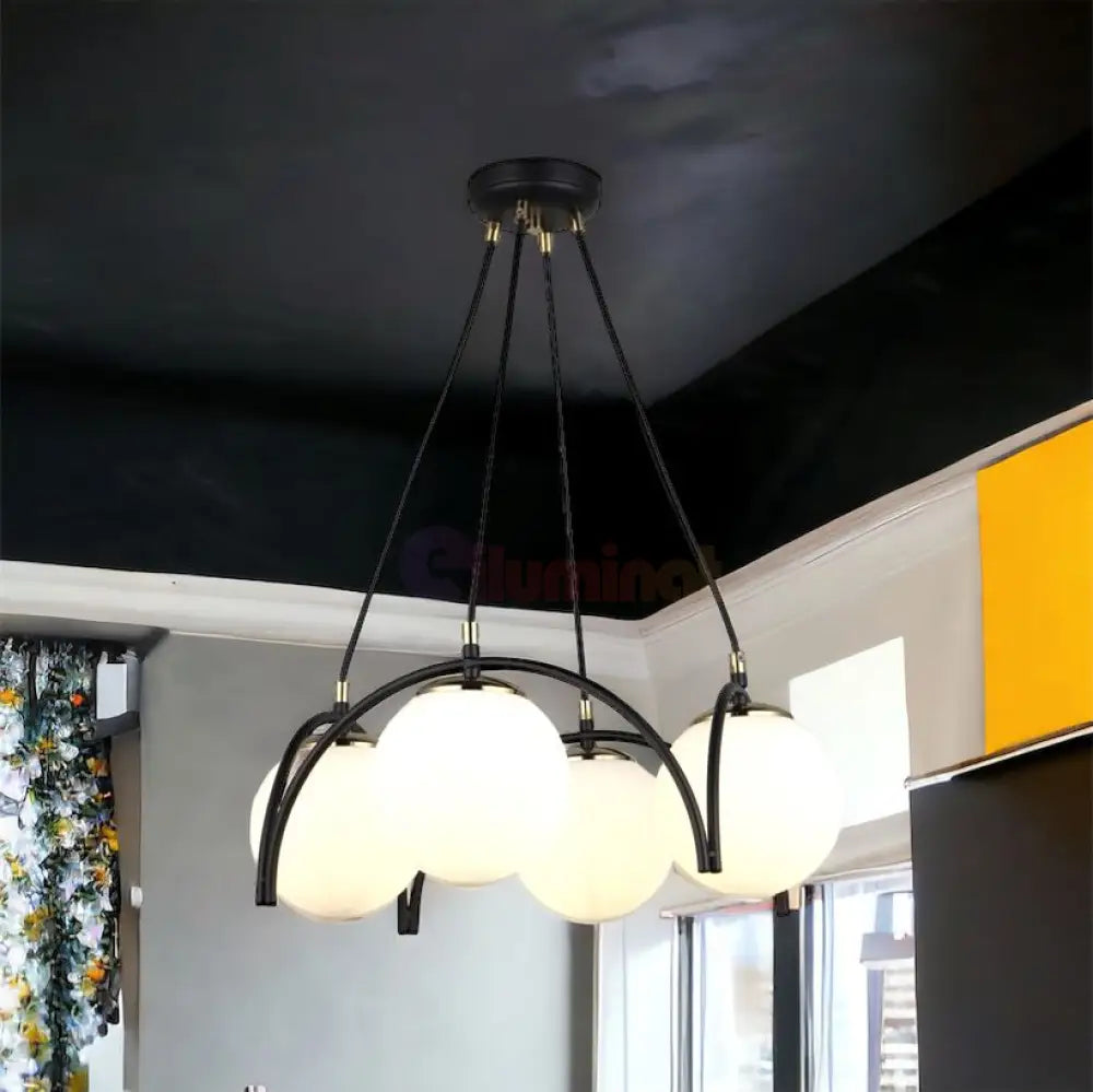 Lustra Abajur Mat Neagra 4Xe27 Mx420-4 Chandeliers