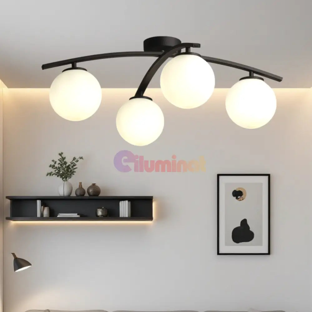 Lustra Abajur 4xE27 MAT BLACK - DM 2601/4 NEAGRA / ABAJUR Chandeliers