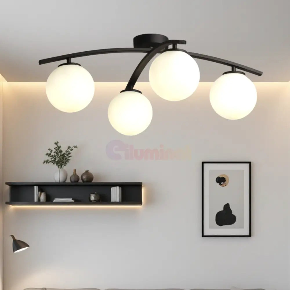 Lustra Abajur 4xE27 MAT BLACK - DM 2601/4 NEAGRA / ABAJUR Chandeliers