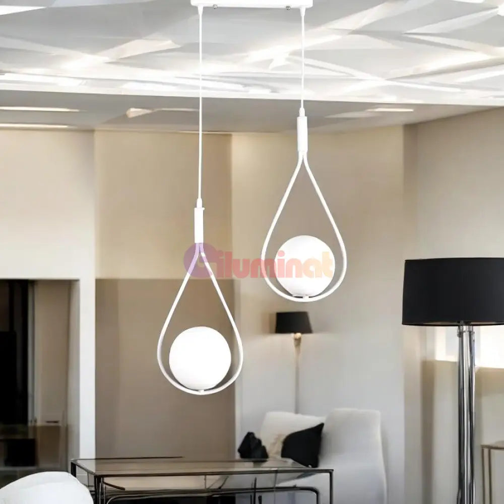 Lustra Abajur Mat White Tears 2xE14 ALBA / ABAJUR Chandeliers