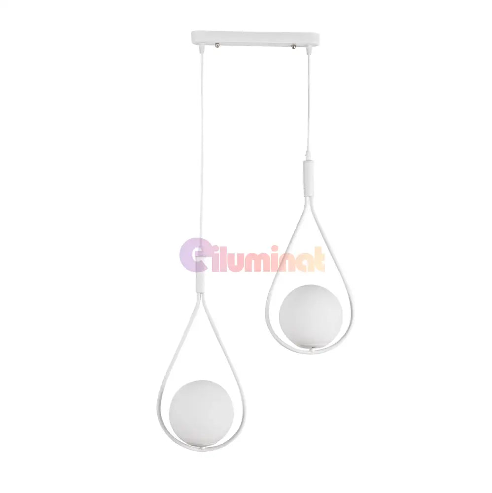 Lustra Abajur Mat White Tears 2xE14 ALBA / ABAJUR Chandeliers