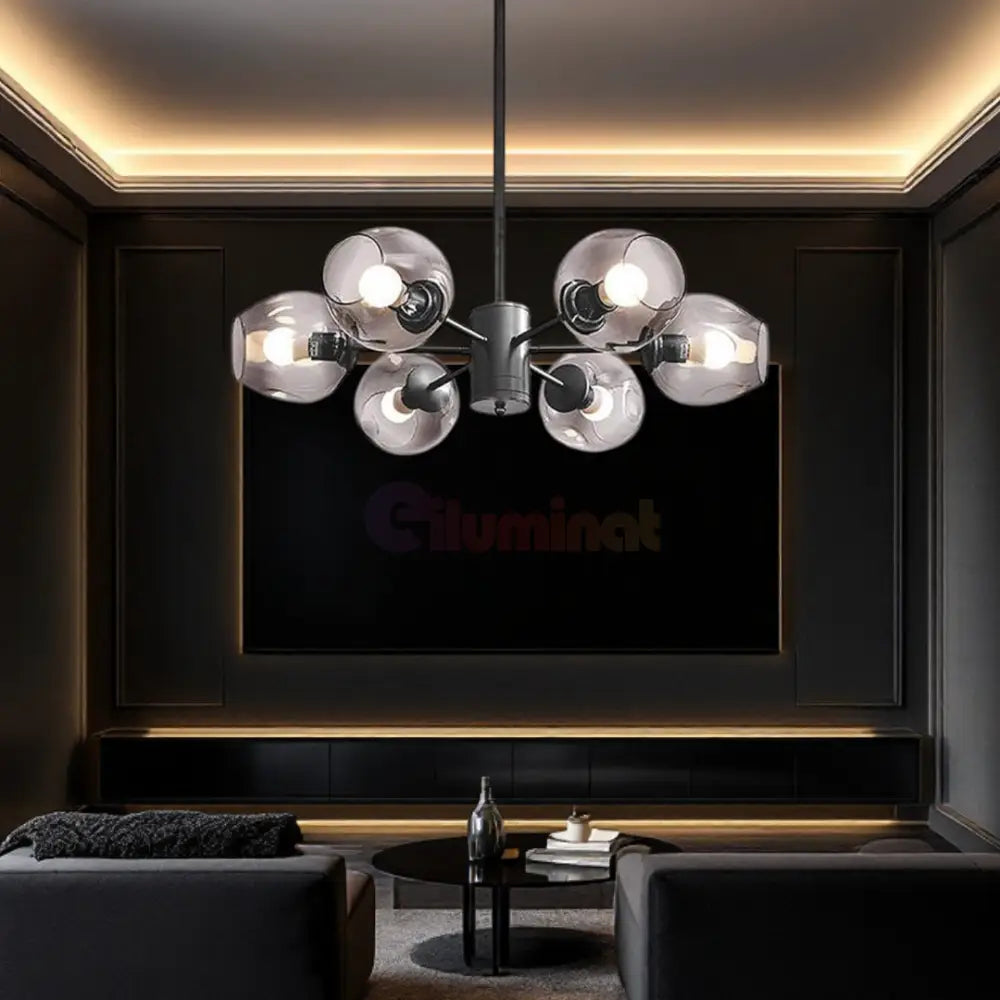 Lustra Abajur Reglabila 6xE27 Umbrava - 6035-6 NEAGRA / ABAJUR Chandeliers