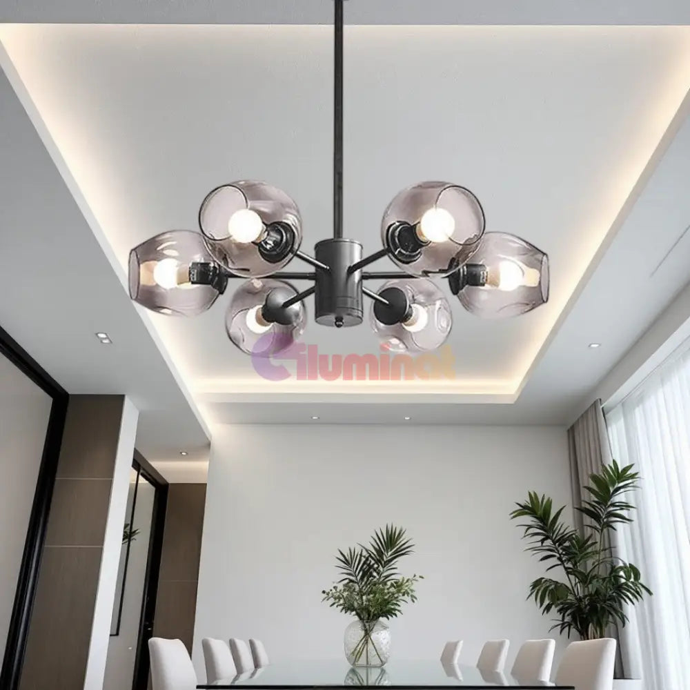 Lustra Abajur Reglabila 6xE27 Umbrava - 6035-6 NEAGRA / ABAJUR Chandeliers