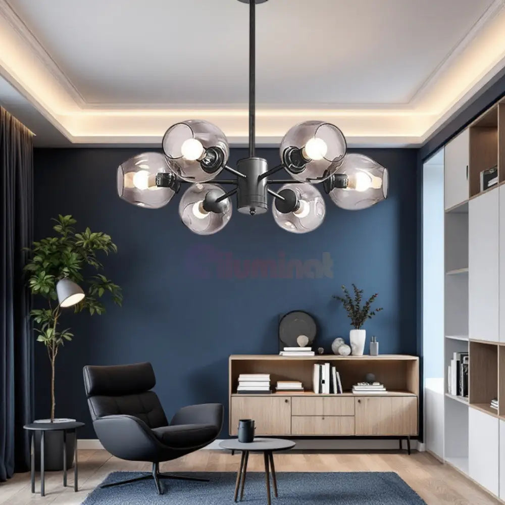 Lustra Abajur Reglabila 6xE27 Umbrava - 6035-6 NEAGRA / ABAJUR Chandeliers