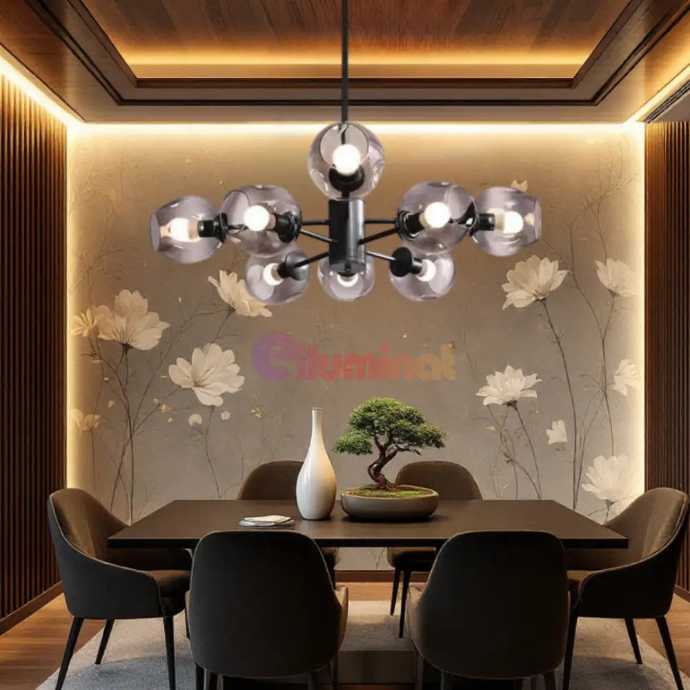 Lustra Abajur Reglabila 8xE27 Umbrava - 6035-8 NEAGRA / ABAJUR Chandeliers