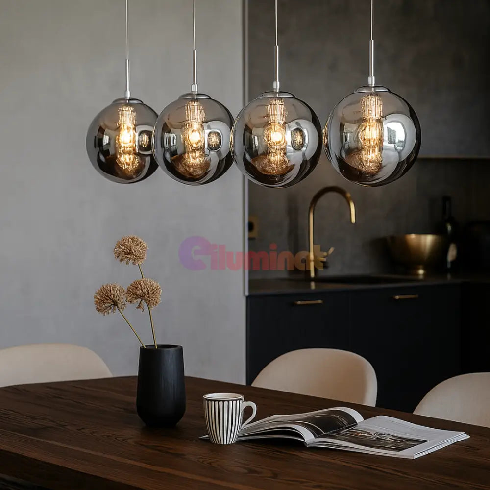 Lustra Abajur Suspendata 4xG9 Chrome ARGINTIE / ABAJUR Lighting Fixtures