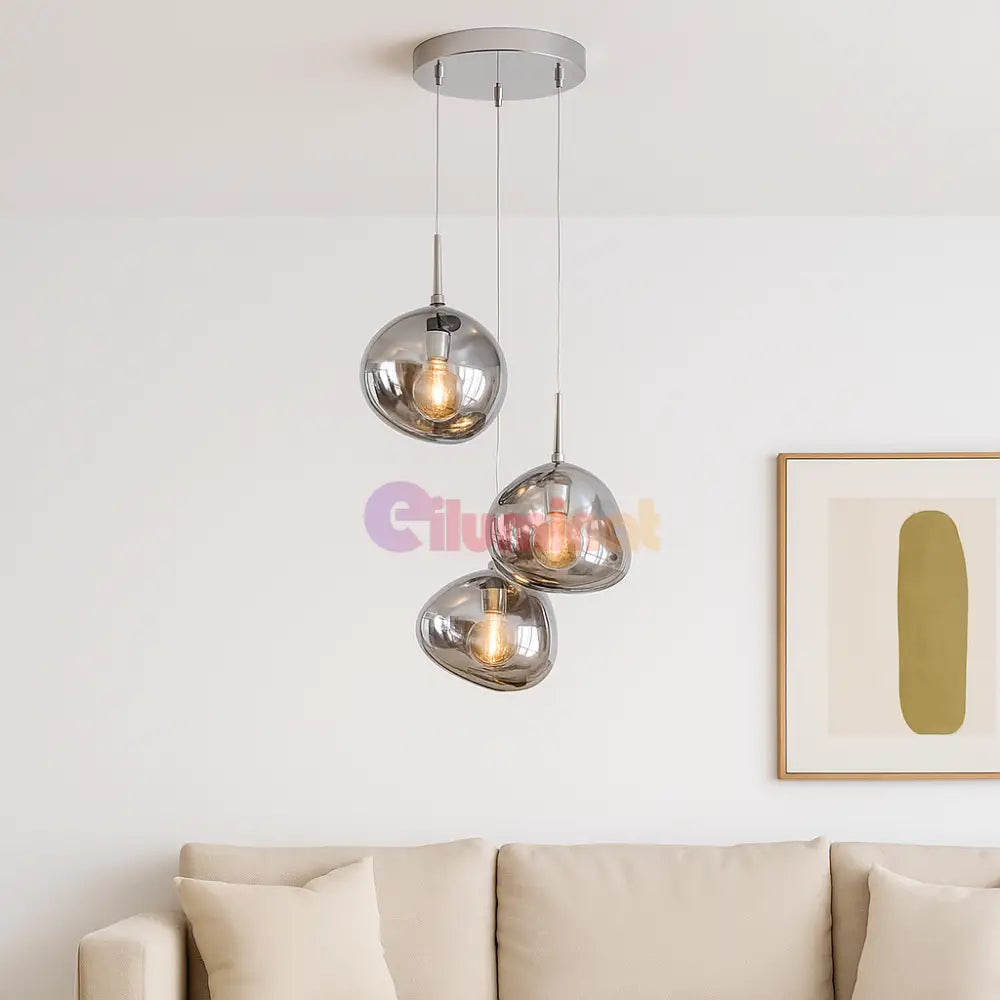Lustra Abajur Suspendata Chrome Orbs 3xE27 AURIE / SUSPENDATE Lighting Fixtures