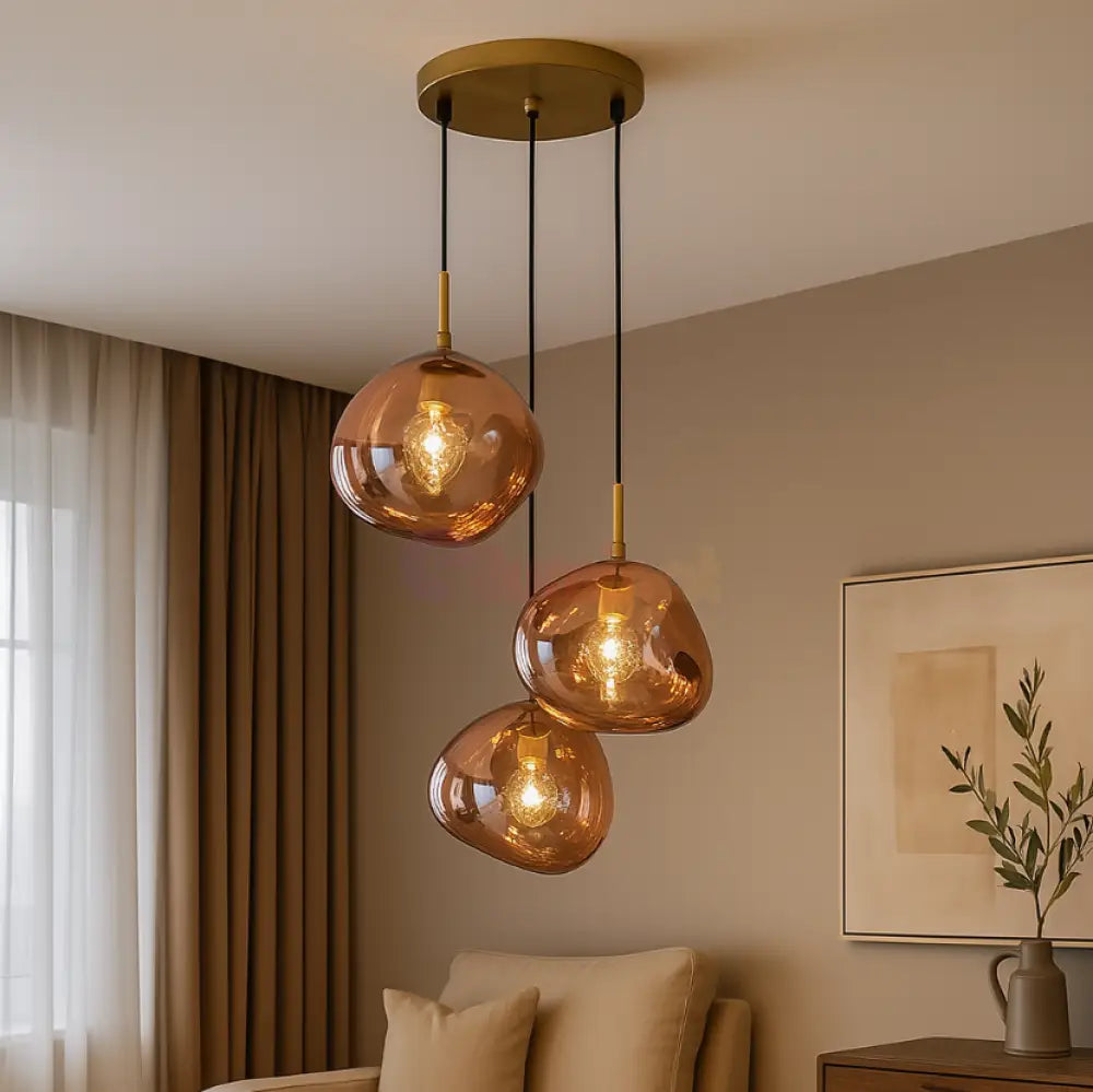 Lustra Abajur Suspendata Copper Orbs 3xE27 AURIE / SUSPENDATE Lighting Fixtures