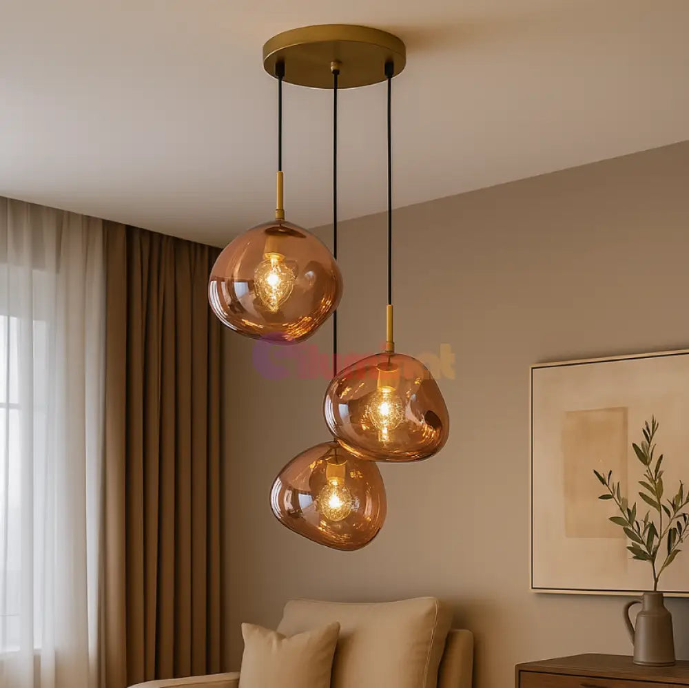 Lustra Abajur Suspendata Copper Orbs 3xE27 AURIE / SUSPENDATE Lighting Fixtures
