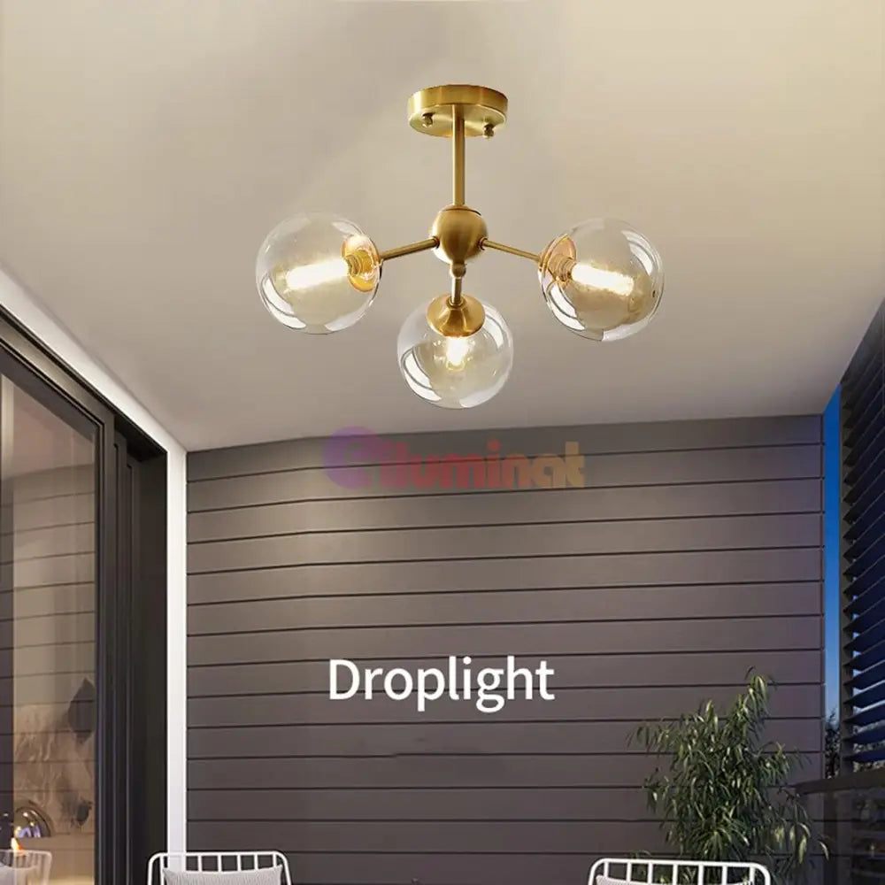 Lustra Abajur Transparent GOLD 3xE14 Mario AURIE / ABAJUR Chandeliers