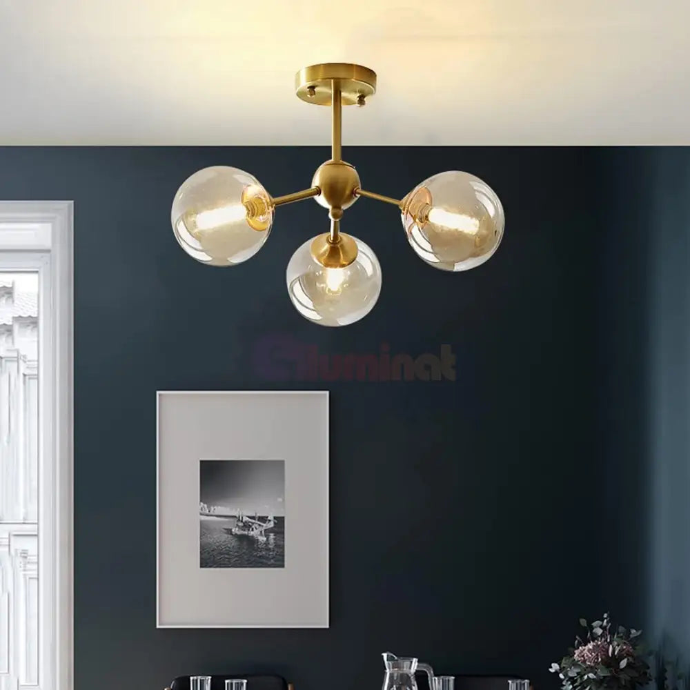 Lustra Abajur Transparent GOLD 3xE14 Mario AURIE / ABAJUR Chandeliers