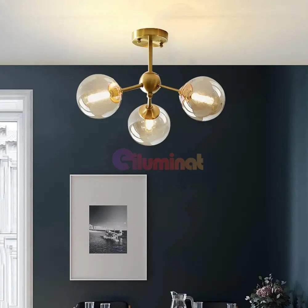 Lustra Abajur Transparent GOLD 3xE14 Mario AURIE / ABAJUR Chandeliers
