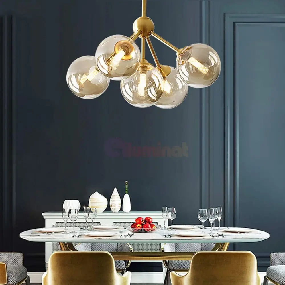Lustra Abajur Transparent GOLD 5xE14 Mario AURIE / ABAJUR Chandeliers