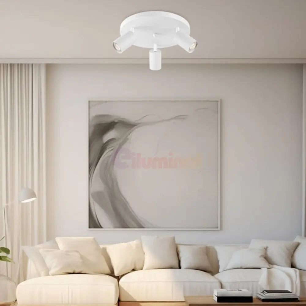 Lustra Alba cu 3 Spoturi Reglabile Suport Rotund 3xGU10 Lighting Fixtures