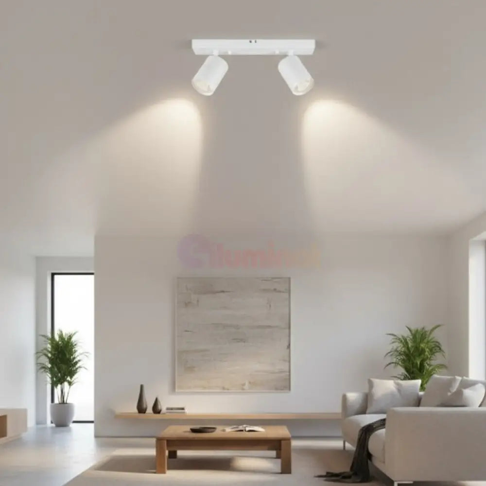 Lustra Alba Liniara cu 2 Spoturi Reglabile 2xGU10 Lighting Fixtures