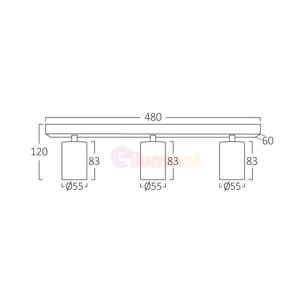 Lustra Alba Liniara cu 3 Spoturi Reglabile 3xGU10 Lighting Fixtures